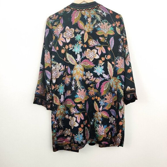 Johnny Was Velvet Mix Smoking Jacket Belted Kimono XS - Picture 11 of 12